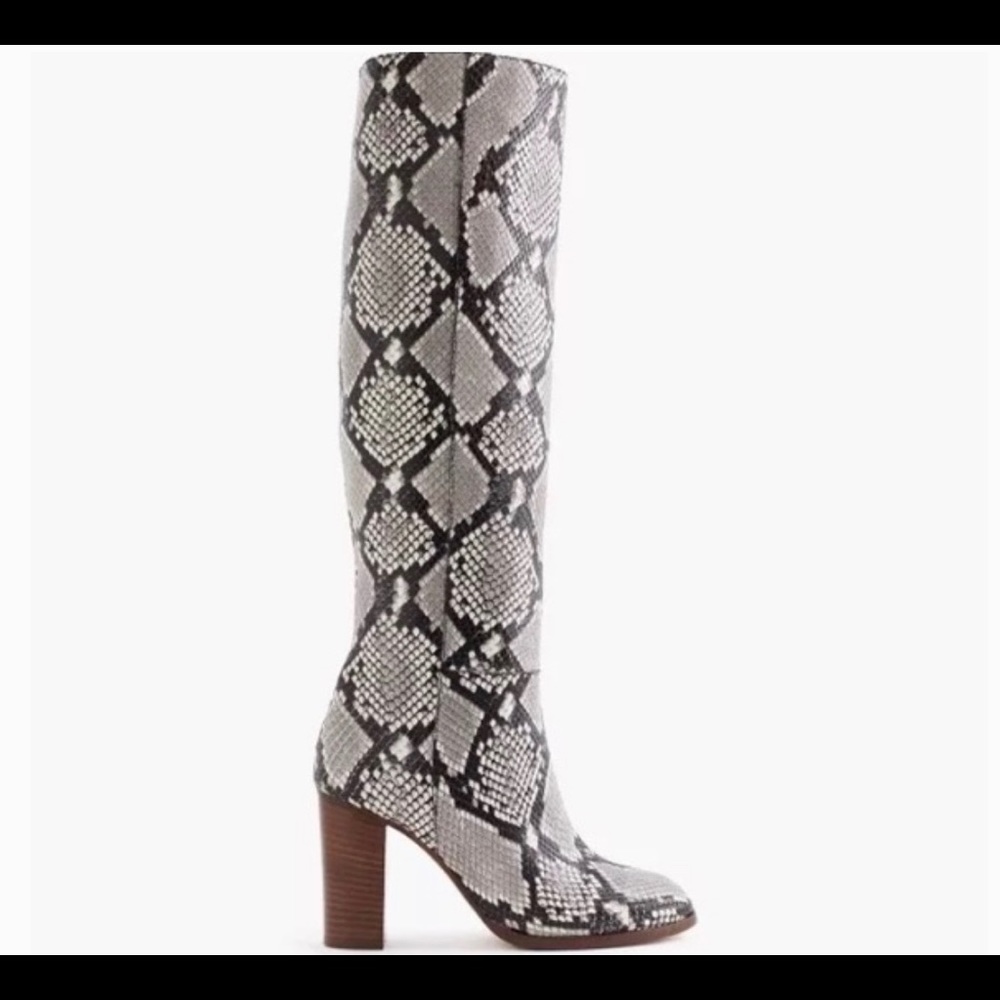 J Crew Knew High Leather Snake Skin Boots